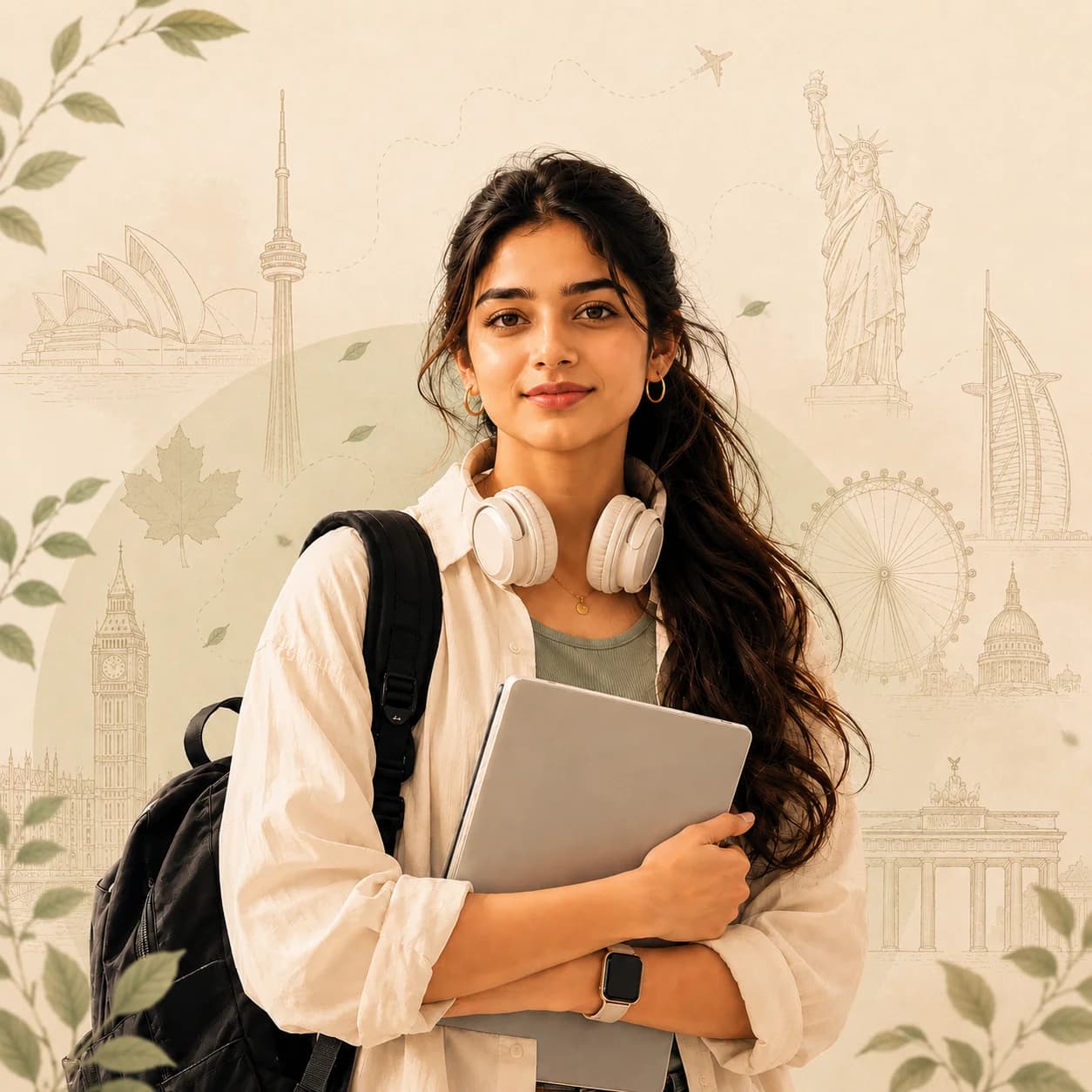 Student with backpack ready for the PTE Academic test